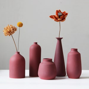 Handmade Ceramic Vase Flower Vases for Rustic Home Decor, Modern Farmhouse Decor, Living Room,Shelf Decor, Table, Bookshelf Decorations