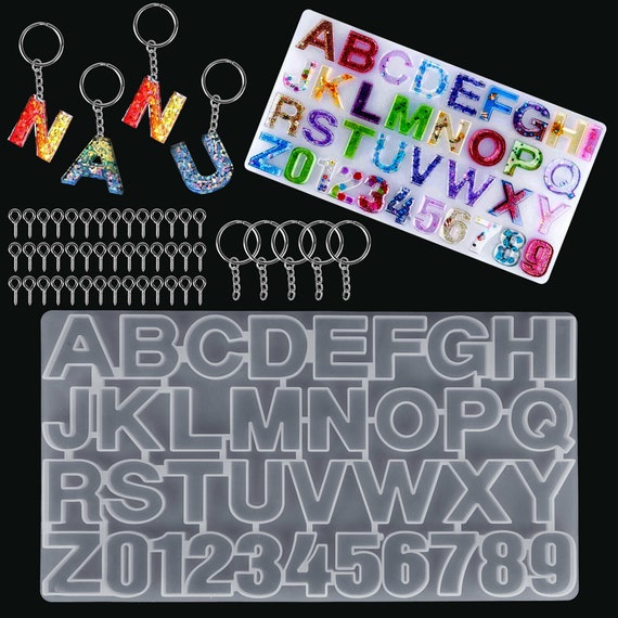 51pcs Alphabet Resin Silicone Molds Backward Alphabet Silicone Molds for  Resin, Letter Number Keychain Epoxy Molds Set for Making Keychain 