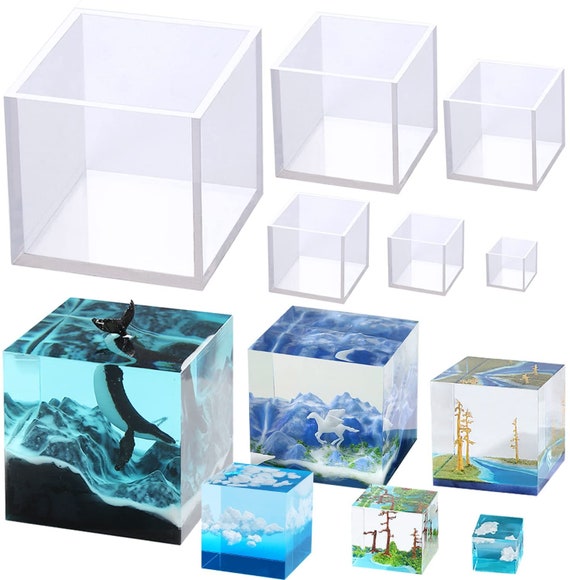 EEEkit 5pcs Square Cube Silicone Mould Epoxy Resin Molds DIY Pendants Making Craft Tool, Size: 25