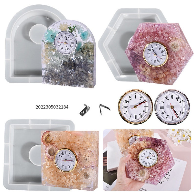 Desk Clocks Silicone Molds Table Clock Resin Molds With Gold Etsy