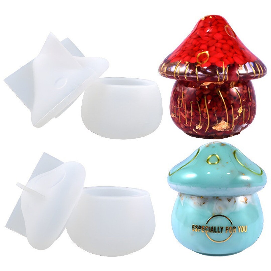 Mushroom Jars Silicone Molds With Lid for Epoxy Resin Casting Etsy