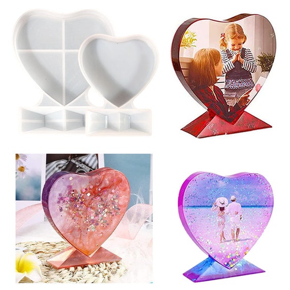 Large Resin Photo Frame Molds,Rectangle & Heart Shape Silicone Epoxy Molds  for Casting, DIY Personalized