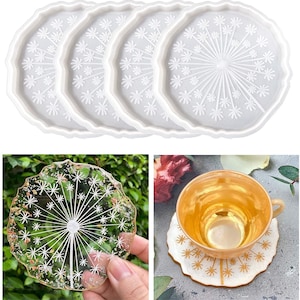 Silicone Molds,Dandelion Round Coaster Molds for Resin Casting,Silicone Molds for DIY Epoxy Resin Coaster,Cups Mats Home Decorations