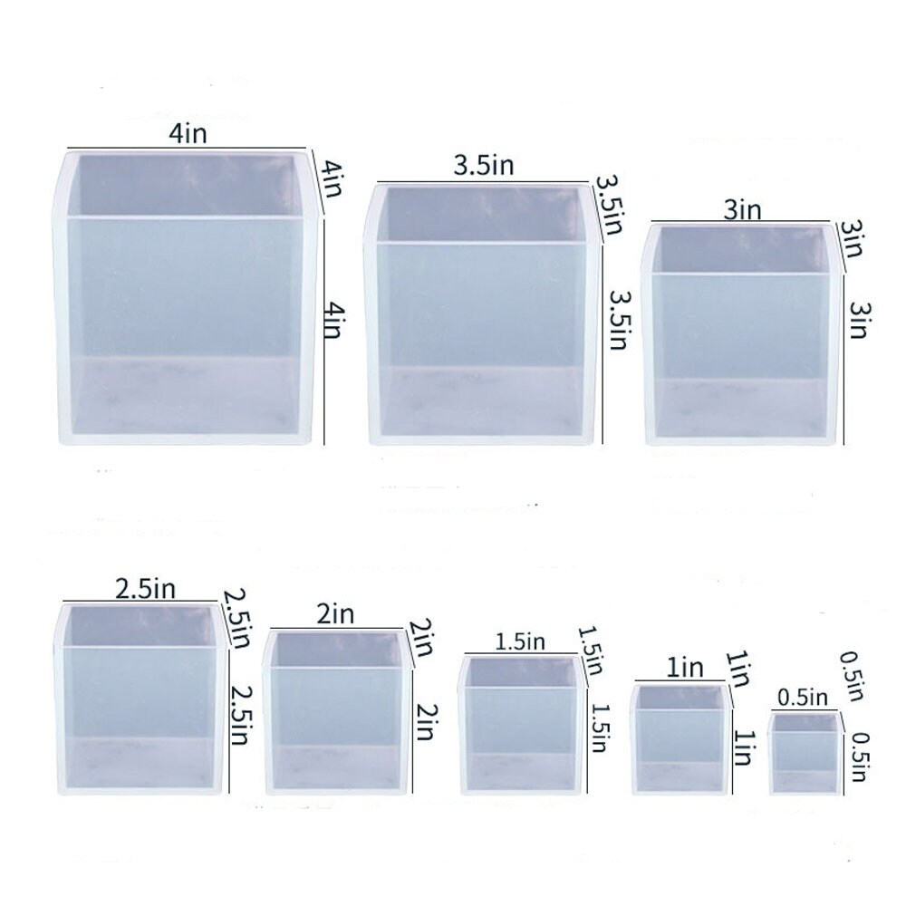 Transparent Square Cube Silicone Mould Crystal Epoxy Resin Molds DIY Craft  