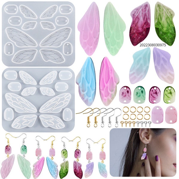 Moules de bijoux en résine d’ailes de papillon de bijoux en résine moules en silicone pour boucles d’oreilles, pendentifs de collier, cadeaux de bijoux de bricolage