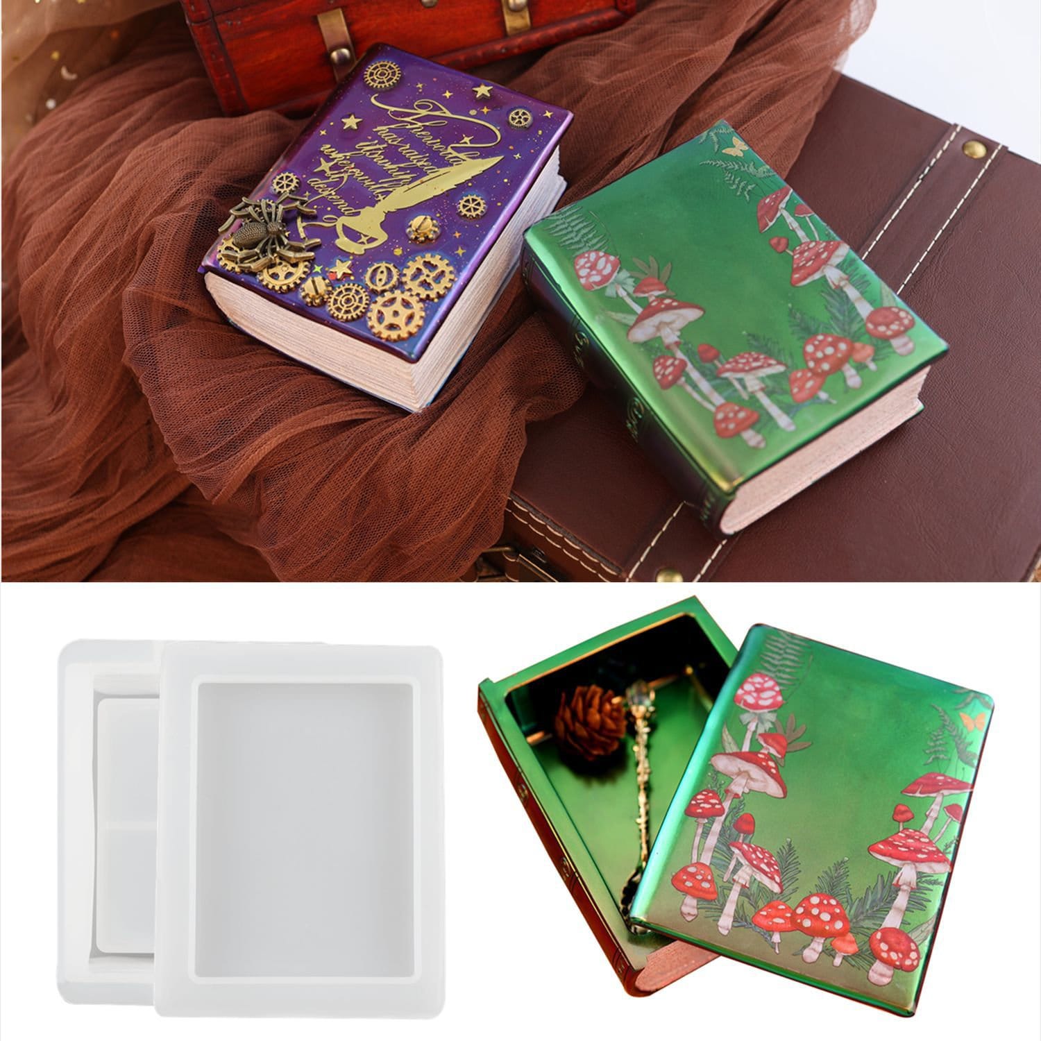 DIY Bookends Large Resin Molds, Geometric Book Organize Resin