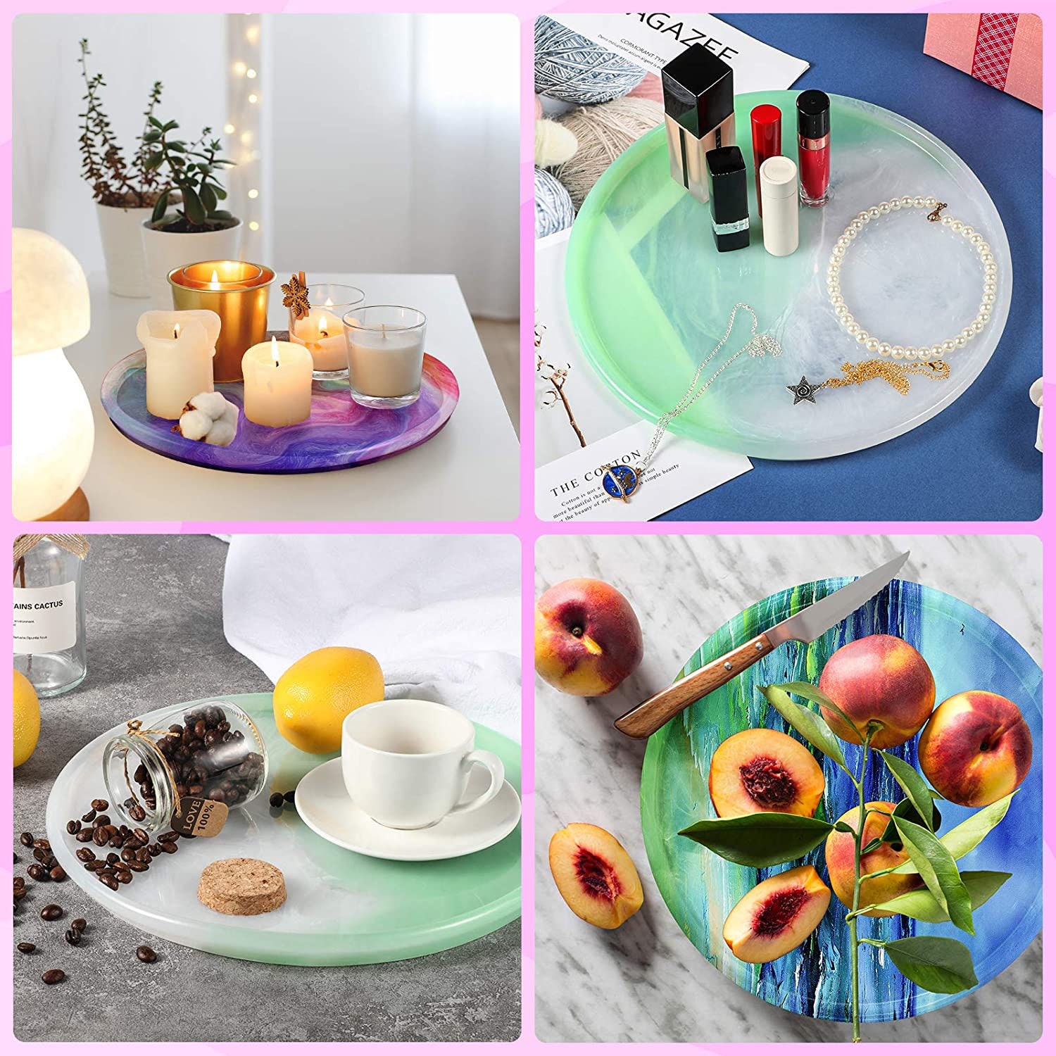 Round Resin Tray Mold Large Rolling Tray Molds With Edges Etsy