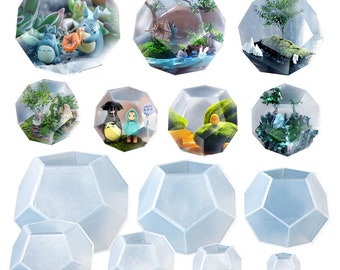 Transparent Hexagon Resin Molds 7Pcs Silicone Sphere Epoxy Molds Hexagon Sphere Molds for Resin Art Epoxy Resin Landscape Art DIY - 7 size