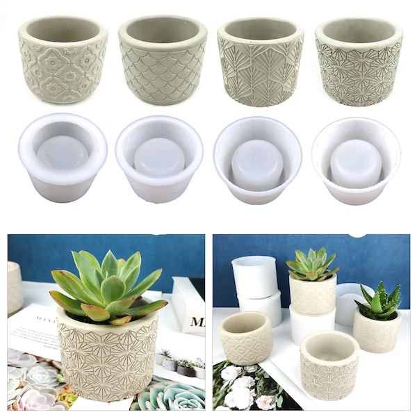 Silicone Plant Molds, Container Coaster Resin Concrete Mold  for DIY Homemade Succulent Cement Molds