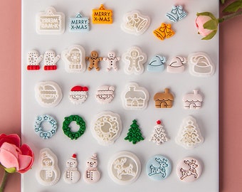 Christmas Clay Cutters | Santa Hat Bell Xmas Tree Polymer Clay Cutters Set | Earring Cutters | Clay Tools | Jewelry Making