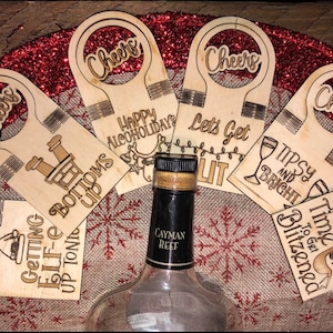 Christmas bottle tag bundle laser cut file