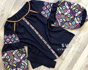 Linen Vyshyvanka, Ukrainian Embroidered Blouse, Romanian Blouse, Gift For Her, Bohemian Style Ethnic Vyshyvanka Shirt, yellow-blue colors