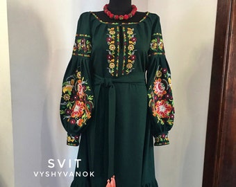Embroidery maxi Dress Flower Dress Embroidered Dress Caftan Chic Nationale Ukrainian Vyshyvanka Linen Dresses Custom Clothing Bohemian