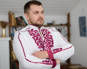 Camisa ucraniana vyshyvanka bordada, camisa de lino para hombre, vyshyvanka, camisa étnica. REGALO PARA ÉL. Ropa tradicional. Camisa para hombre.