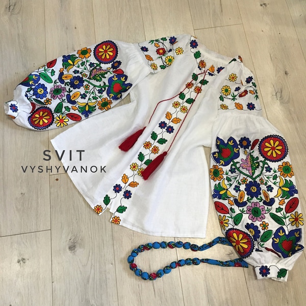Embroidered floral blouse S-4XL bright blouse White blouse Flower shirt Clothing Boho,gift for girl,summer blouse,linen blouse, gift for her