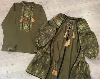 Boho Ukrainian Dress, Military Dress, Embroidered Dress, Caftan Chic, Nationale Ukrainian Vyshyvanka Linen Dresses, Custom Clothing Bohemian