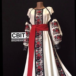 Boho Ukrainian Midi Dress Flower Dress Embroidered Dress Caftan Chic Nationale Ukrainian Vyshyvanka Linen Dresses Custom Clothing Bohemian