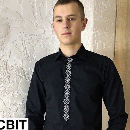 Black Men's Traditional Ukrainian Cotton Vyshyvanka Shirt - Etsy