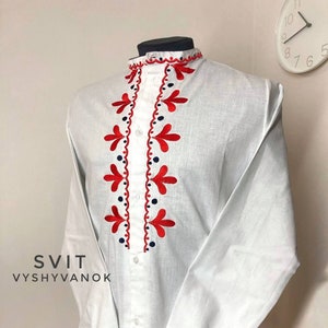 Embroidered men&quot;s vyshyvanka, linen embroidered shirt, ethnic clothes, traditional ukrainian clothing,