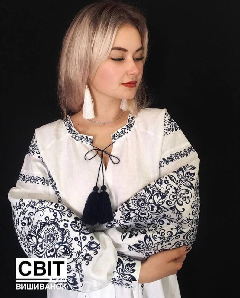 Linen Embroidered Dress//ancient Floral Embroidery//ukrainian Folk ...