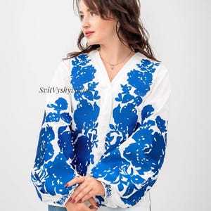 Embroidery flower blouse Gift for Her, Gift for Wife, Embroidered blouse vyshyvanka, Bohemian ethnic shirt, Boho chic, Linen blouse