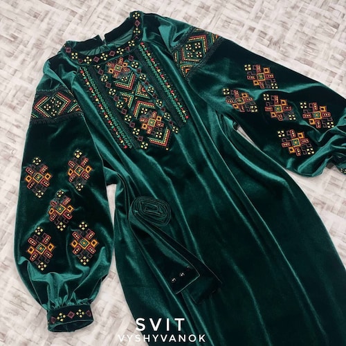 embroidered velvet dress Elirá