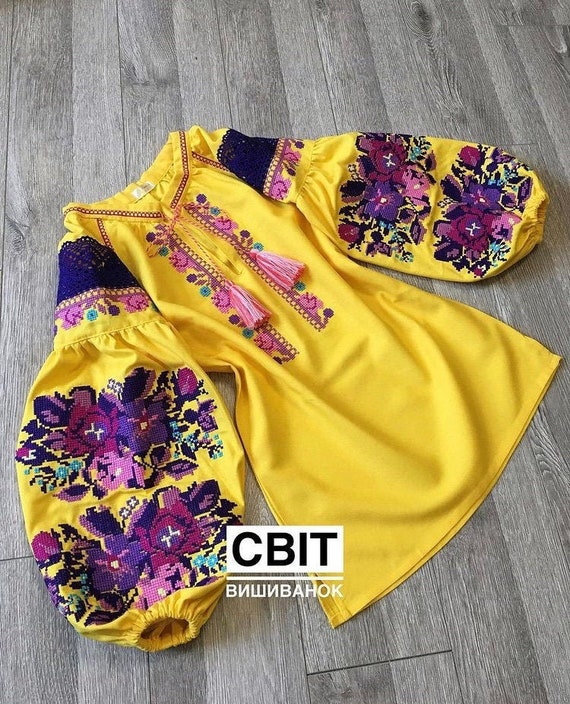 Embroidered Floral Blouse slovianka XXS-3XL Bright Blouse Yellow Blouse  Flower Shirt Clothing Boho, Summer Blouse,natural Fabric. 