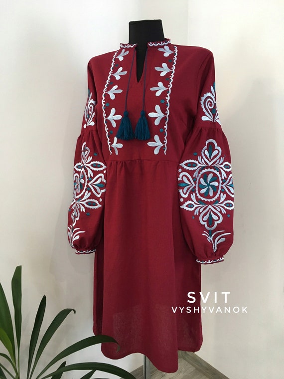 geometric embroidered dress White Chanderi Geometric Printed Dress with Mirror Embroidery, Gota La main image 0