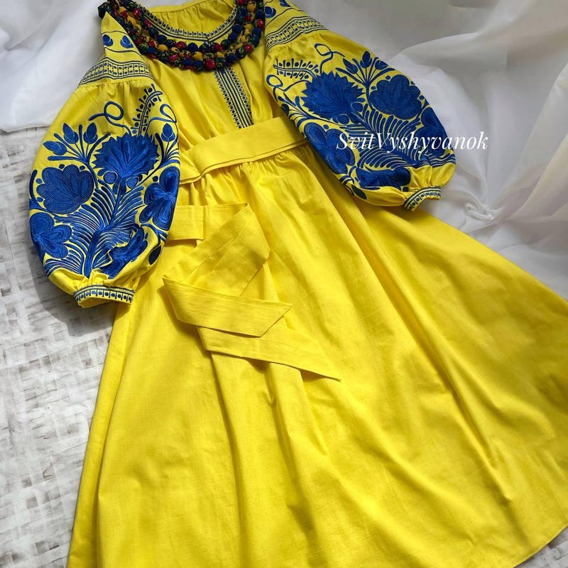 Womens Blue and Yellow Dress - Etsy