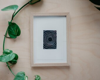 Abstract linocut print "Wood Grain (Annual Rings)" • Original Edition • 10 x 15 cm