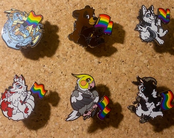 Rainbow Pride Pins Set 1 by Fursona Pins: Gay LGBTQ+ Flag Pride Enamel Pins