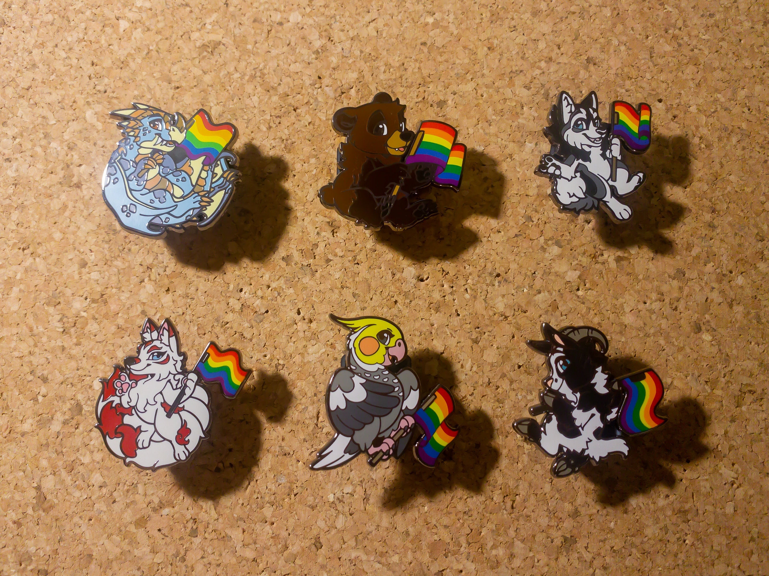 Fursona Pins fursonapins philly pride rainbow flag enamel pin 1.5"  tiger cat