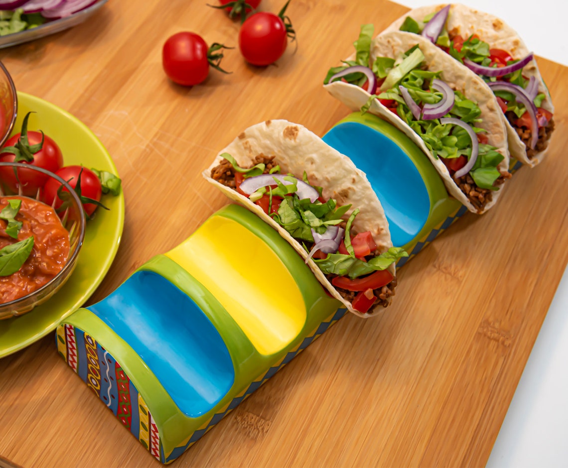 UNIQUE Ceramic Taco Holder Stand Colorful HandMade Taco Etsy