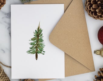 Simple Christmas Card, Christmas Greetings Card, Christmas Tree Card, Watercolor Christmas Card, Minimalist Christmas Card, Winter Card