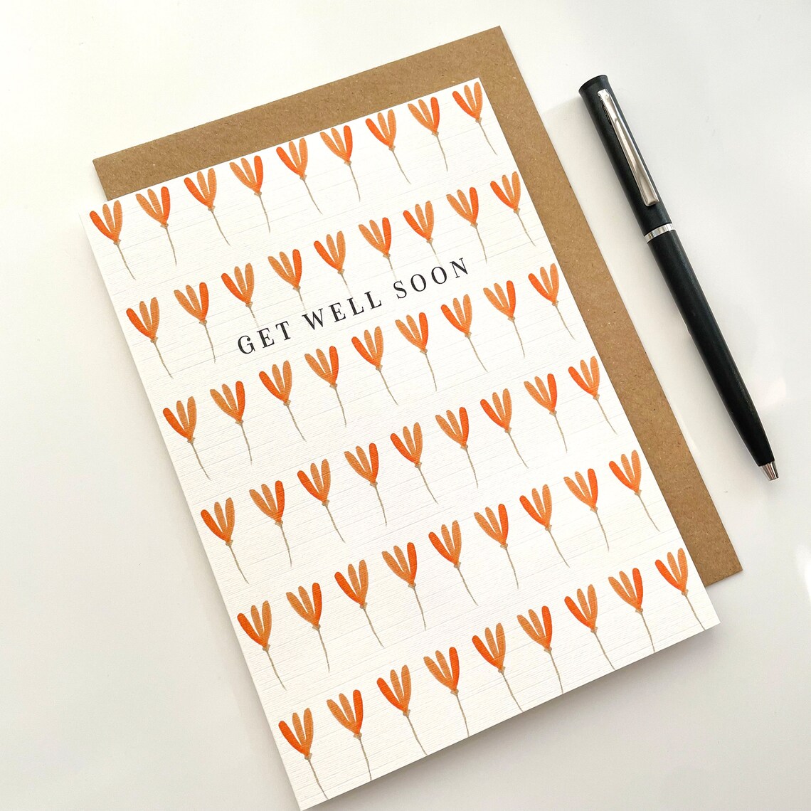 Get Well Soon Flower Card, Get Well Soon Card, Flower Pattern Card