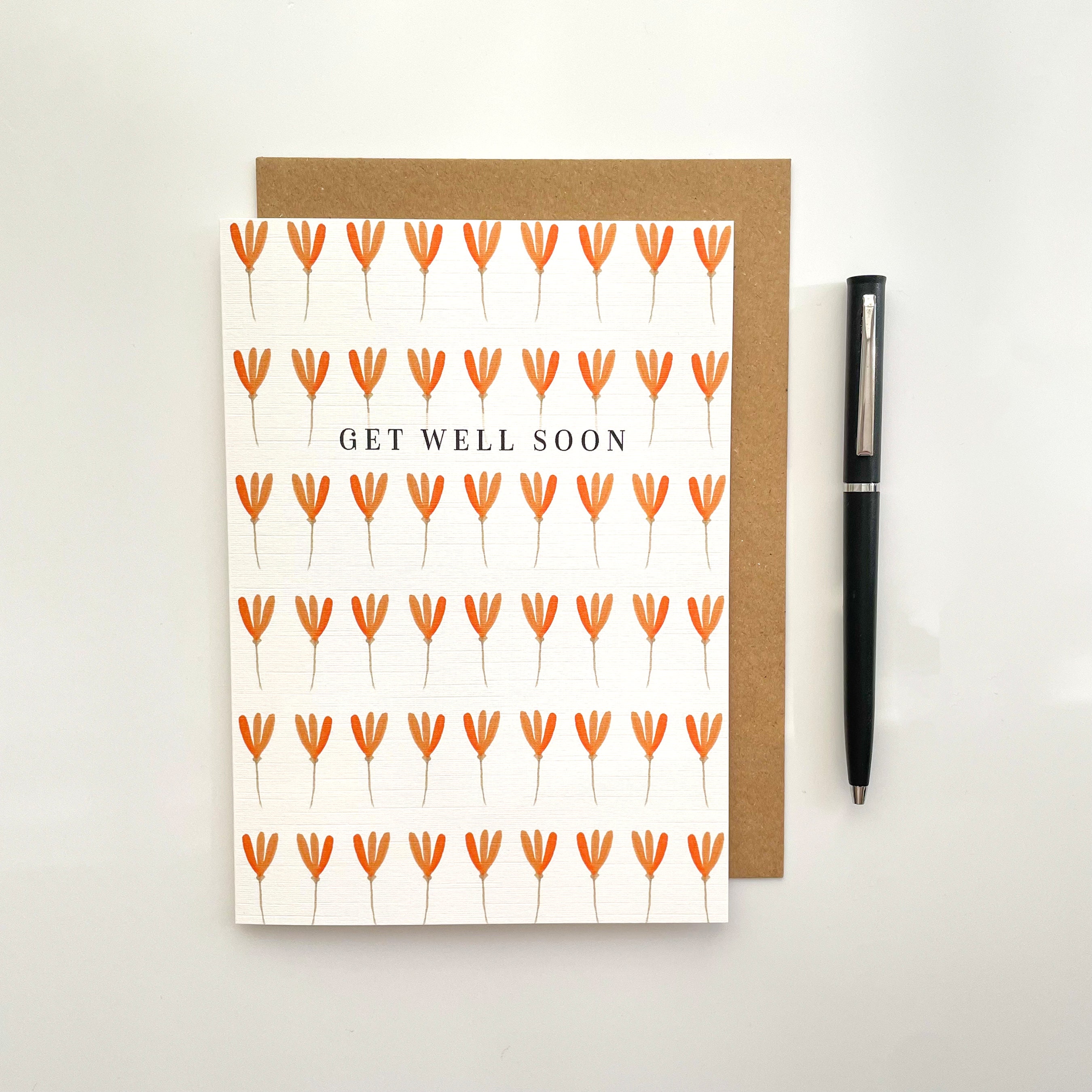 Get Well Soon Flower Card, Get Well Soon Card, Flower Pattern Card