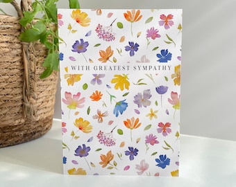 Sympathy Card, Thinking Of You Card, Multi Coloured Flower Card, Sorry For Your Loss Card, With Greatest Sympathy