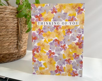 Thinking Of You Card, Sympathy Card, Get Well Soon Card, Watercolour Illustration Card, Flower Card