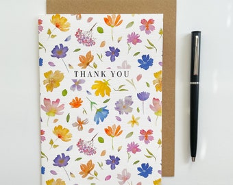 Thank You Card, Floral Thank You Card, Pretty Thank You Card, Cute Thank You Card, Summery Card