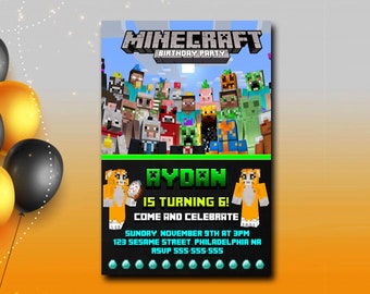 Minecraft Birthday Invitation Etsy