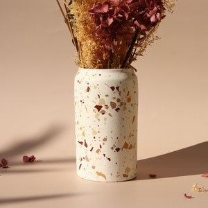 Vase à fleurs en Terrazzo Bordeaux, Camel, Beige & Bronze I Pot de fleurs I Pot à Ustensiles L'automne zdjęcie 7