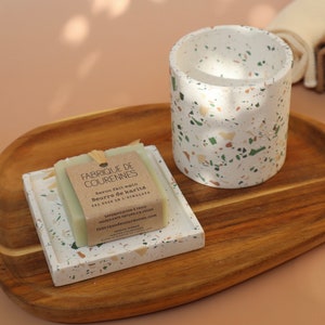 Coffret Cadeau Mia Terrazzo x Fabrique de Courennes 100% fait-main set de salle de bain en terrazzo et son savon artisanale personnalisable image 6