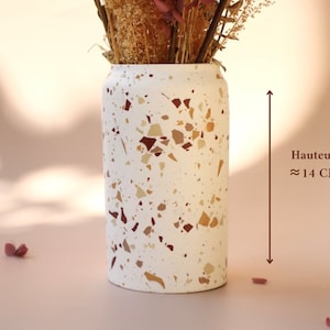Vase à fleurs en Terrazzo Bordeaux, Camel, Beige & Bronze I Pot de fleurs I Pot à Ustensiles L'automne zdjęcie 3