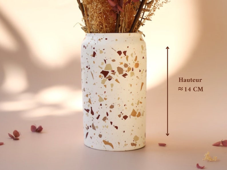 Vase à fleurs en Terrazzo Bordeaux, Camel, Beige & Bronze I Pot de fleurs I Pot à Ustensiles L'automne zdjęcie 3