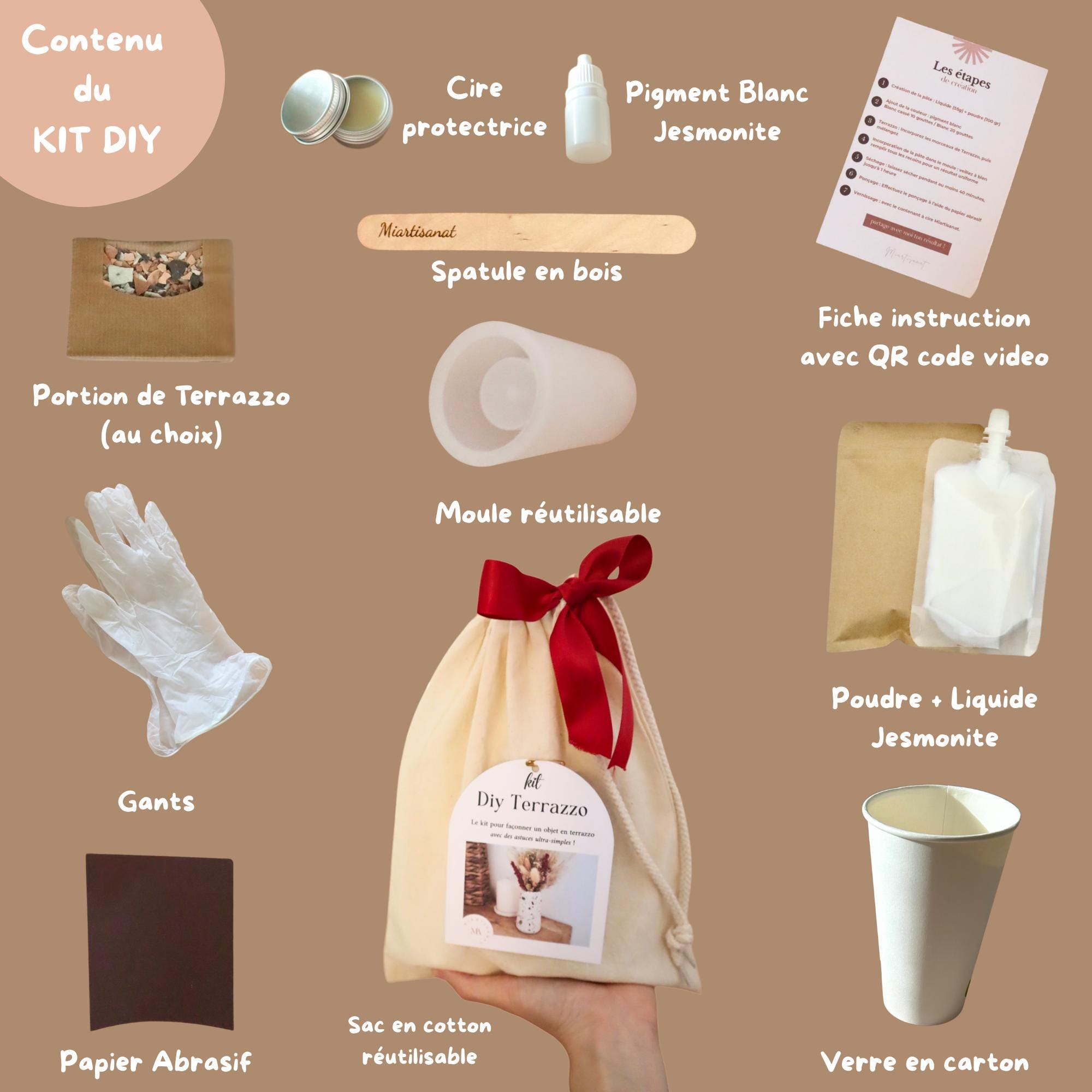 Kit De Résine écologique (type Jesmonite) Tassika 0,9 Kg - Inclut Poudre Et 5 Pigments - Pour Créer Objets Décoratifs, Bijoux, Sous-verres