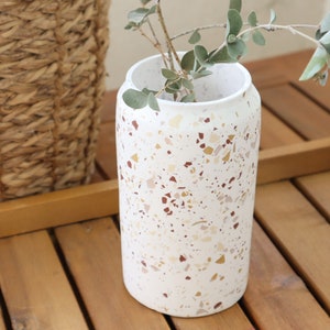 Flower vase in Bordeaux, Camel, Beige & Bronze Terrazzo I Flower pot I Utensil pot Autumn image 5