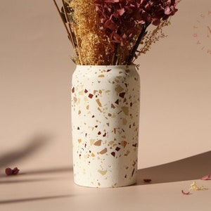 Flower vase in Bordeaux, Camel, Beige & Bronze Terrazzo I Flower pot I Utensil pot - Autumn