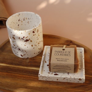 Coffret Cadeau Mia Terrazzo x Fabrique de Courennes 100% fait-main set de salle de bain en terrazzo et son savon artisanale personnalisable image 2