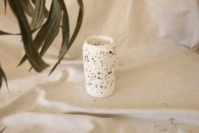 Flower vase in Bordeaux, Camel, Beige & Bronze Terrazzo I Flower pot I Utensil pot Autumn image 6