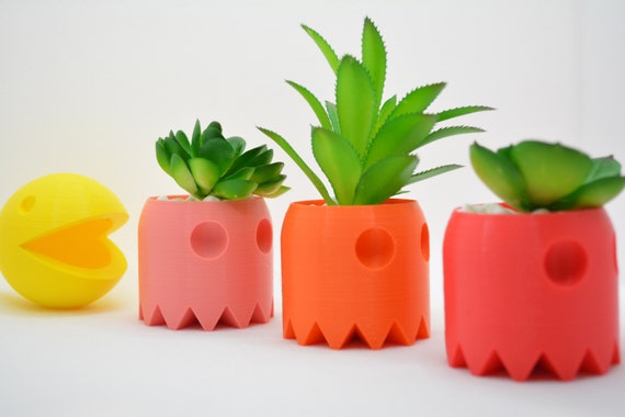 多肉植物やサボテン用のパックマン鉢 - 3Dプリント - Etsy 日本